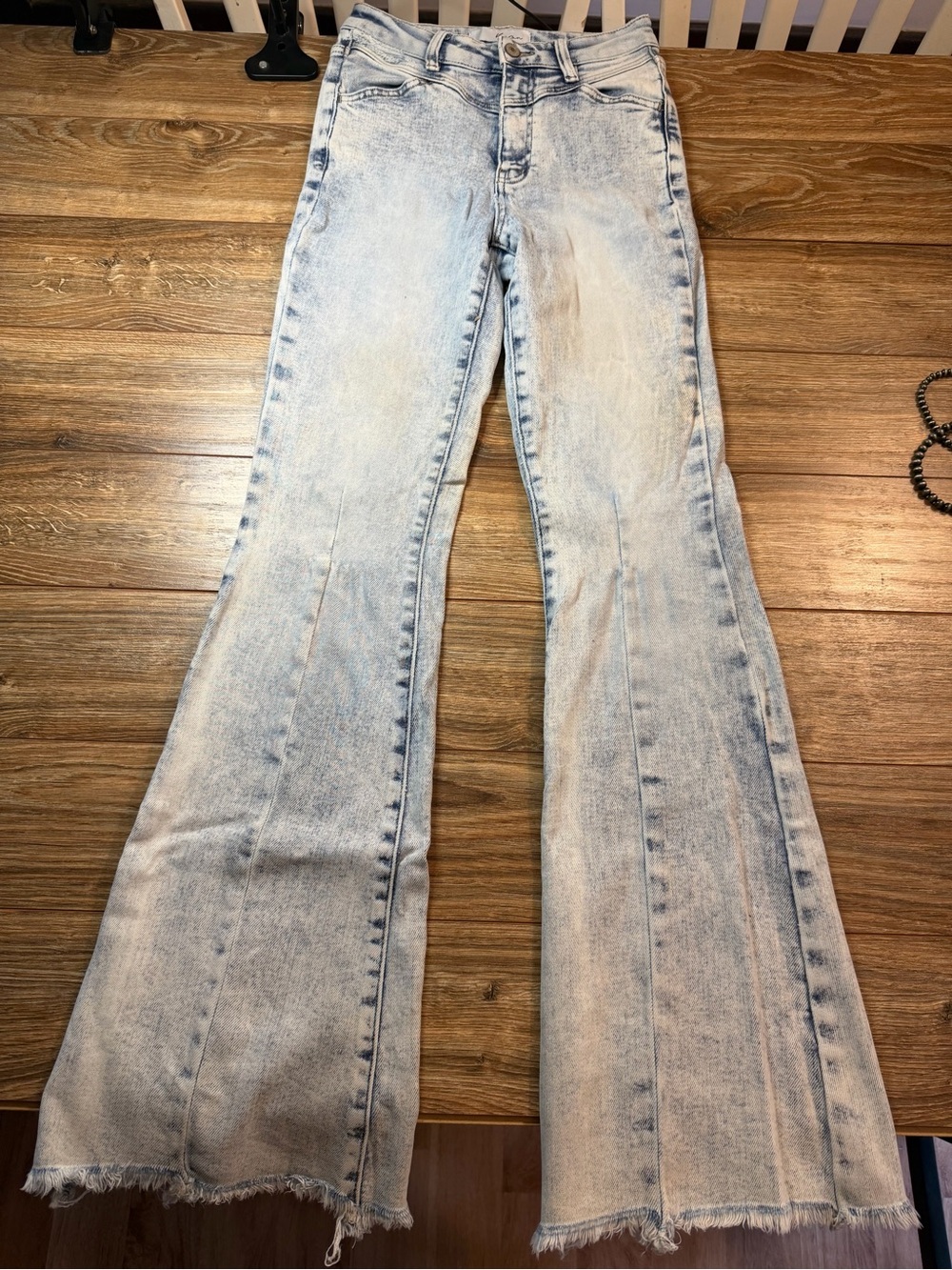 KanCan Light Acid Wash Frayed Hem Boot Cut Jeans